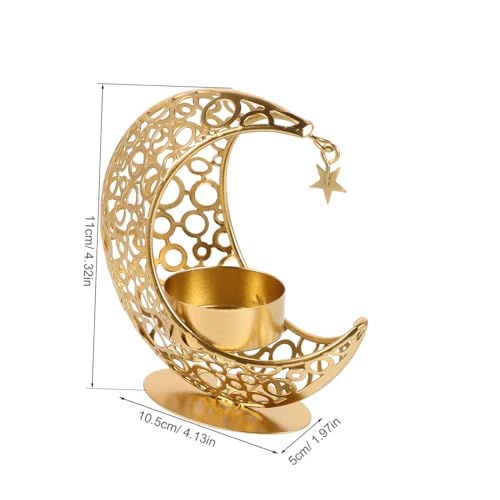 PRETYZOOM Moon Shape Candle Holder Iron Desktop Decor for Home Weddings Parties Middle Eastern Design Versatile Tea Light Stand for Relaxation Ambiance