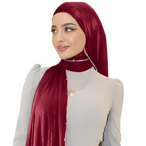 Shimmer Party Hijab, Lightweight Stylish Hijab Scarf for Women - color: Wine Red