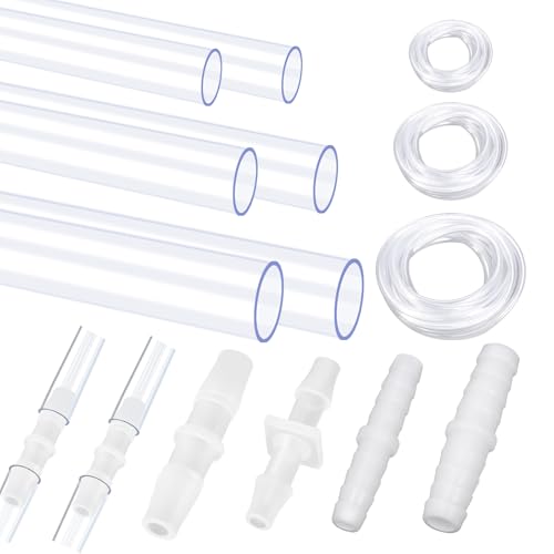 Hilitchi No.2 Clear Tubing Assortment with Hose Barb Fittings Kit Flexible Plastic Tube Hose Set For Home Repair Water Oil Transfer Aquarium - style: No.2