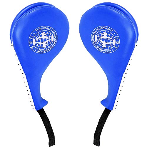 2 Pack Taekwondo Kick Pads, Durable Kicking Target Pads for TKD Karate Martial Arts Strike Kickboxing Training Muay Thai MMA Fight Gear - color: BLUE [1 Pair]