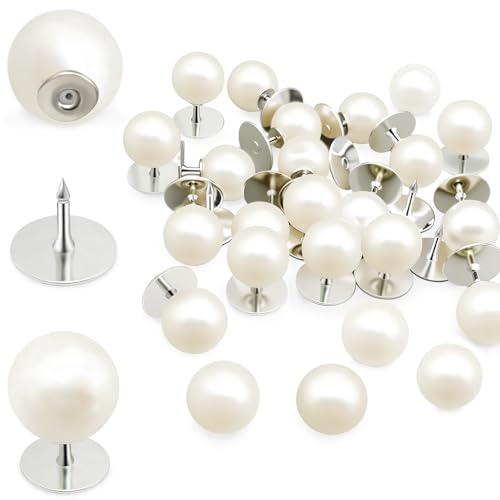 30 Sets Pearl Buttons No Sew Buttons for Clothes, 10mm Pearl Brooch Pins Reusable for Women, White Safety Pins for Dresses, Shirts, DIY Crafts, Fashion Decorative Accessories - color: 30set White