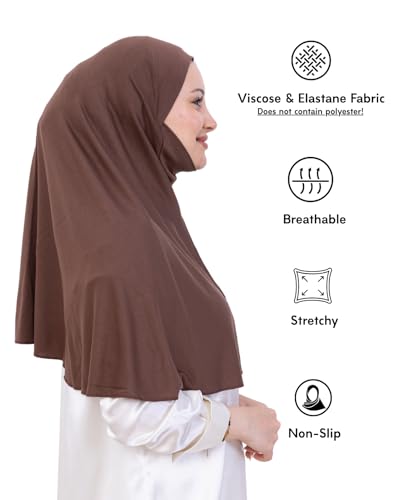 Prien Easy To Wear Hijab For Women, Muslim Instant Turban With Niqab, Islamic Clothes, Soft Scarf For Prayer, Abaya, Khimar - color: Brown