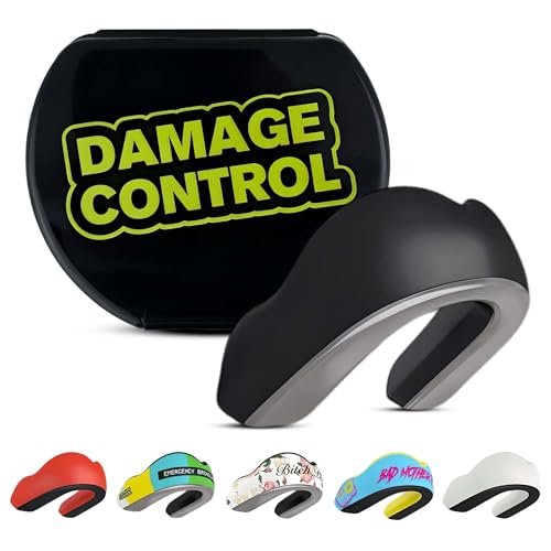 DAMAGE CONTROL Extreme Impact Mouth Guard – Sports Mouthguard for Boxing, MMA, BJJ, Hockey, Rugby, Lacrosse, & More – Mouthpiece for Teeth & Jaw Protection, for Youth & Adults (Adult, Black) - color: Black, size: Adult