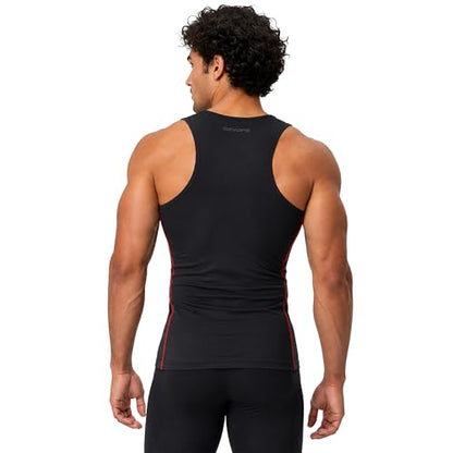 DEVOPS 3 Pack Men's Muscle Dry Fit Compression Tank Top Sleeveless Shirt | Compression Fit, Wicking, 4-Way Stretch, Running, Workout, UPF 50+, Sleeveless - color: Black / Black / Black, size: X-Large