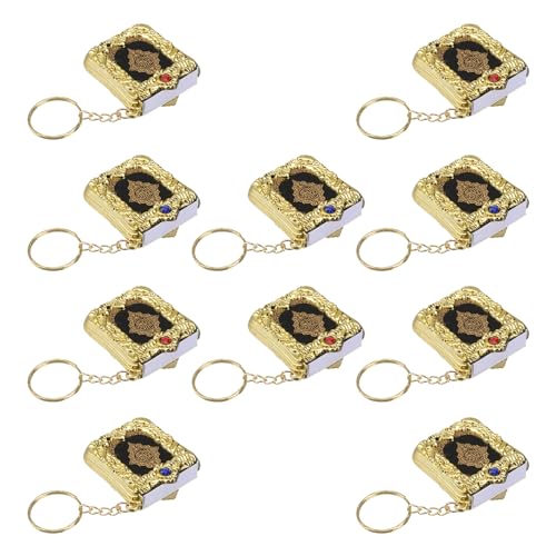 Garneck 10pcs Quran Keychain, Muslim Gift Islamic Car Mirror Hanging Decoration Ornament Mini Al Quran Keychain (Random Color)