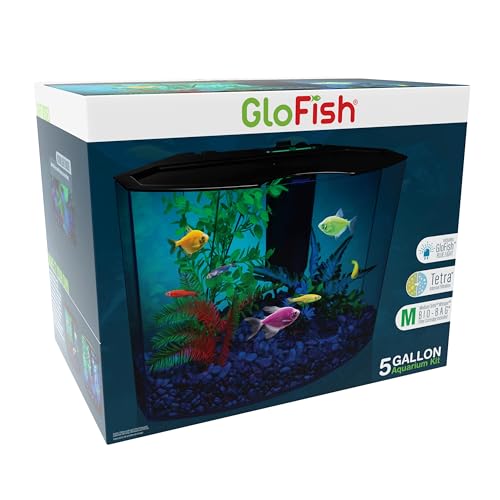 GloFish Crescent Aquarium Kit 5 Gallons, Includes Hidden Blue LED Light And Internal Filter - size: 5-gallon crescent kit