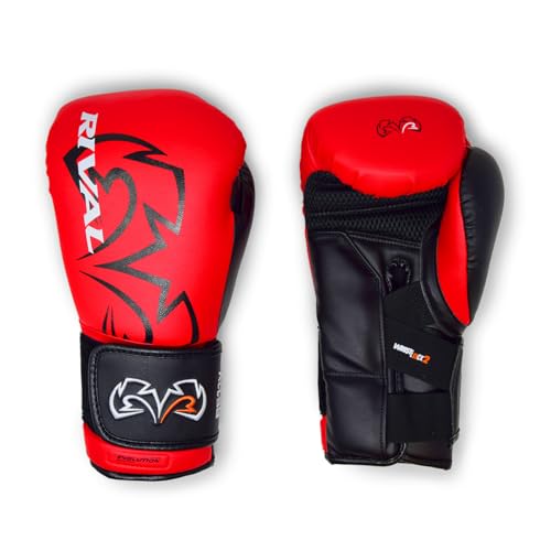 RIVAL Boxing RS11V Evolution Sparring Gloves, Extra-Thick 2” Padding, V-Strap Wrist Lock 2 System, Large Hand Compartment, and 15 Degree Angle Cuff - color: Red, size: 12 oz.