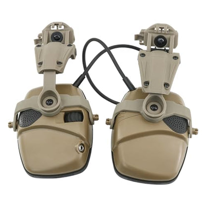 Hearing Protection Noise Cancelling Sound Amplification with Gel Ear Pad/ARC Rail Adapter Ideal for Shooting Sport - color: Tan