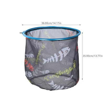 VILLCASE Replacement Fishing Net Head, Wear-Resist Fish Catching Net, 35cm Diameter Deep Round Mesh, Portable Fishing Supplies for Landing and Catching Fish Random Color