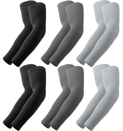 OutdoorEssentials UV Sun Sleeves for Men & Women, Cooling Arm Sleeves UPF 50+ | Golf, Tattoo Cover Up, Sun Protection - color: (6 Pairs): 2 Black, 2 Dark Gray, 2 Light Gray