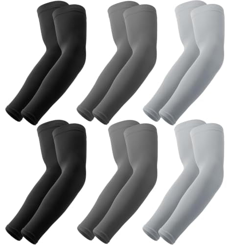 OutdoorEssentials UV Sun Sleeves for Men & Women, Cooling Arm Sleeves UPF 50+ | Golf, Tattoo Cover Up, Sun Protection - color: (6 Pairs): 2 Black, 2 Dark Gray, 2 Light Gray