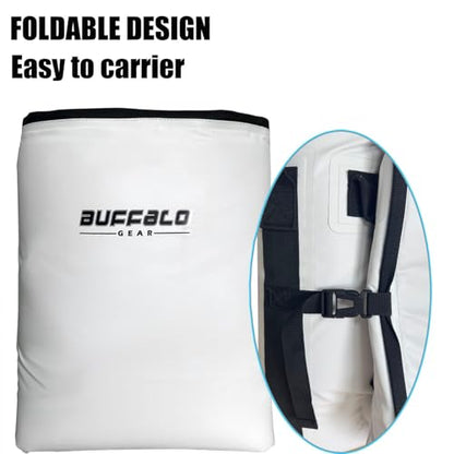 Buffalo Gear Insulated Fish Cooler - 27.5QT 58QT Waterproof Flat Bottom Bag, Leakproof and Fishing Kill Bag - color: White-85QT