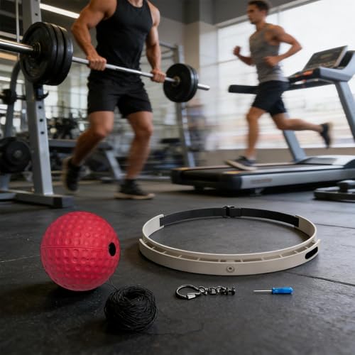 Boxing Ball with Headband - Wearable Punching Speed,Silicone Headband Boxing Trainer Ball,for Living Room Bedroom Dormitory Gym Men Women Beginners Teens - color: red hard ball