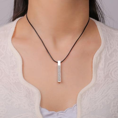 VASSAGO Islamic Ayatul Kursi Necklace for Women Men Stainless Steel/Leather Chain Muslim Allah Arabic 3D Bar Pendant Islam Eid Ramadan Gift Jewelry - color: Islamic Leather Necklace