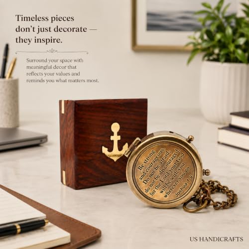 Compass with Stamped Wooden Case - style: Style 1