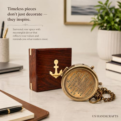 Compass with Stamped Wooden Case - style: Style 1