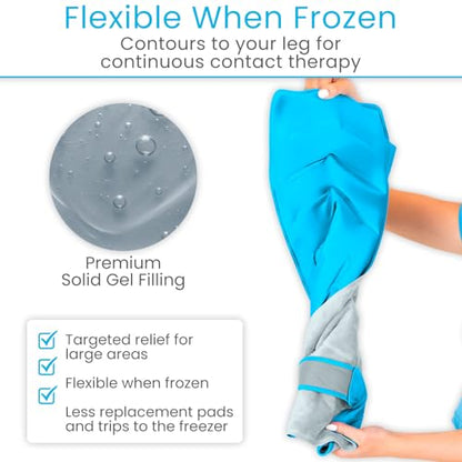 Arctic Flex Full Leg Ice Pack Wrap (Hot & Cold Therapy) - Large, Reusable Gel Ice Pack for Injuries & Swelling - ICY Sleeve for Leg Pain Relief - Cold/Hot Wrap for Thigh, Hips, Knee, Shins & Back