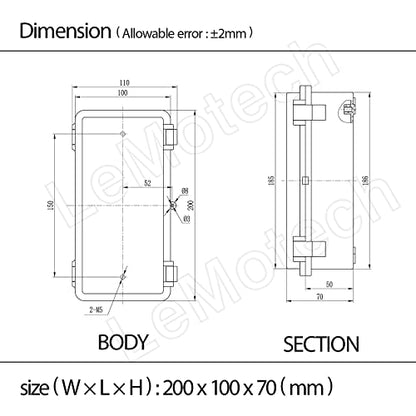 ABS Plastic Dustproof Waterproof IP65 Junction Box Hinged Shell Universal Electrical Project Enclosure Gray, with PC Transparent Clear Cover 7.9 x 3.9 x 2.8 inch (200 x 100 x 70mm) - size: 7.9" x 3.9" x 2.7" (1pc)
