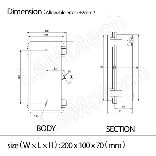 ABS Plastic Dustproof Waterproof IP65 Junction Box Hinged Shell Universal Electrical Project Enclosure Gray, with PC Transparent Clear Cover 7.9 x 3.9 x 2.8 inch (200 x 100 x 70mm) - size: 7.9" x 3.9" x 2.7" (1pc)