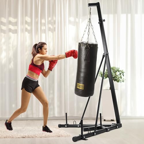 Clevich Height Adjustable Punching Bag Stand, Heavy Duty Boxing Stand, Steel Sandbag Rack - Supports Up to 150 lbs for Home Gym Fitness