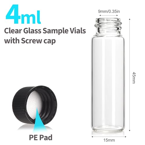 BIGLEE 20PCS 4ML Clear Small Glass Vials with Screw Caps - color: Clear, size: 4ML-20PCS