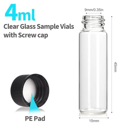 BIGLEE 20PCS 4ML Clear Small Glass Vials with Screw Caps - color: Clear, size: 4ML-20PCS