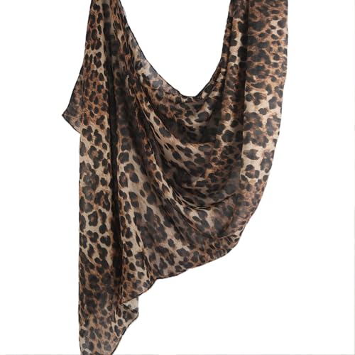 Hijab Scarf for Women Fashion Printed Modal Hijab Head Wrap Scarves Lightweight Long Scarf Shawls - color: Brown Leopard