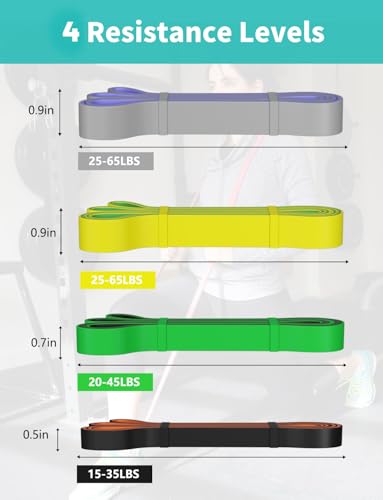 Pull Up Bands, Resistance Bands Set, Exercise Workout Bands for Men & Women, Ideal for Body Stretching, Physical Therapy and Muscle Training - color: Purple&Grey