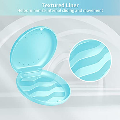 Denture Case Orthodontic Retainer Case with Vent Holes, Annhua Dental Mouthguard Container Aligner Case Slim with Magnetic Closure for Household|Travel|Office - Light Blue - color: Light Blue