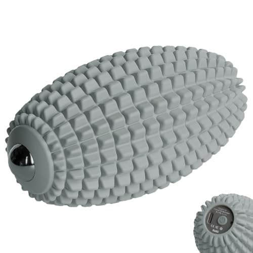 Vibrating Massage Ball for Full Body Relaxation, Silicone Trigger Point Massager Ball for Back, Neck, Foot, Muscle Recovery, Portable Rechargeable Massage Roller, 3 Vibration Modes (Grey) - color: Grey