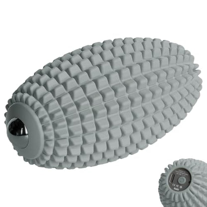 Vibrating Massage Ball for Full Body Relaxation, Silicone Trigger Point Massager Ball for Back, Neck, Foot, Muscle Recovery, Portable Rechargeable Massage Roller, 3 Vibration Modes (Grey) - color: Grey