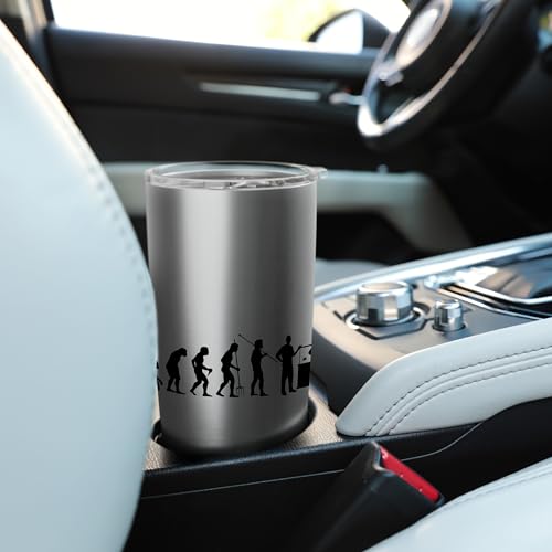 Fish Farmer Evolution Fish Holder Gift Fish Friend Stainless Steel Insulated Tumbler - color: Brushed Steel