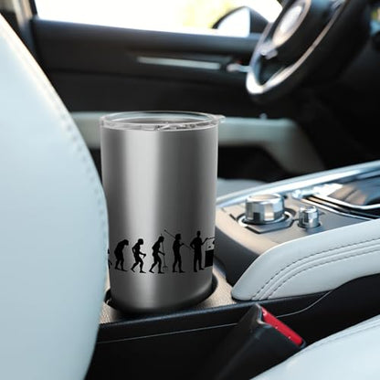 Fish Farmer Evolution Fish Holder Gift Fish Friend Stainless Steel Insulated Tumbler - color: Brushed Steel