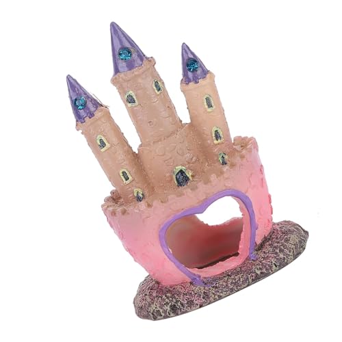 Fish Tank Decorations Small, Mermaid Fish Tank Decorations, Fish Castle for Aquarium, Pink Aquarium Resin Castle Decoration for Aquarium Fish Reptiles Tank