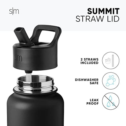 Simple Modern Insulated Water Bottle with Straw | 22oz | Black - color: - Midnight Black, style: 22oz