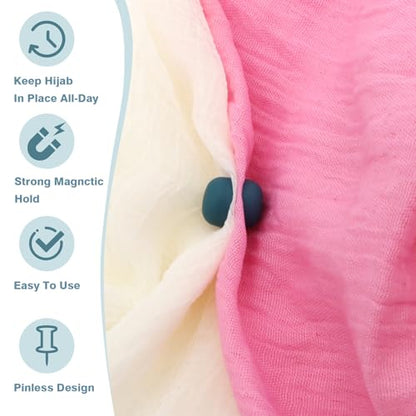12 Pairs Hijab Magnets Strong Hijab Pins for Women Pinless Magnetic Clothing Clips for Scarf Veil Shirts Dress Muslim Islamic Gifts for Women - Round - color: Round