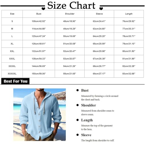 Linen Shirts for Men Casual Button Shirt Summer Cotton Linen Hoodie Beach Long Sleeve Shirts Top with Hood - color: A1-army Green, size: 4X-Large