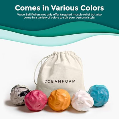 Oceanfoam Wave Massage Ball Roller – Textured Lacrosse Ball, Plantar Fasciitis Relief, Muscle Knot Therapy, Myofascial Release, Feet Pain – Travel Size (Black Marbled, Miami Blue, Hot Pink) Pack of 3 - color: Pack of 3 (Black Marbled, Miami Blue, Hot Pink