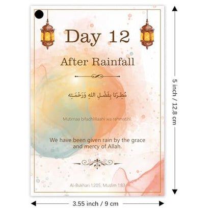 30 Ramadan Umrah Dua Cards, Islamic Muslim Quran Dua Cards, Muslim Ramadan Gift for Men and Women, Arabic Dua Reminders Cards with Transliteration and Explanations (watercolor)