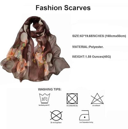Pokeedioty Scarfs for Women Lightweight Fashion Scarves Elegant Floral Pattern Sheer Scarfs Sunscreen Shawls Wraps - color: P 054