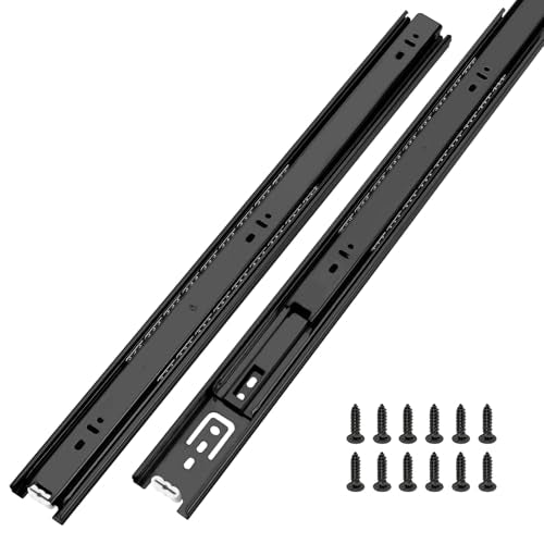 LONTAN 10 Pairs Black Side Mount Drawer Slides 20 Inch Heavy Duty Rails | Electro-Coated Cold Rolled Steel; 100lb Capacity Full Extension; Smooth Ball Bearing Glides; Quick Release Easy Setup - color: Black, size: 20 Inch - Drawer Slide