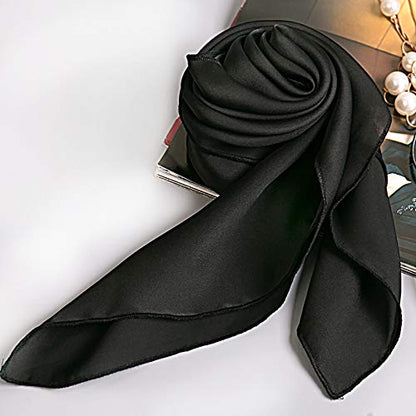 Glamorstar Satin Neck Scarf 6 Packs Square Handkerchief for Women - color: 6 Packs - Black