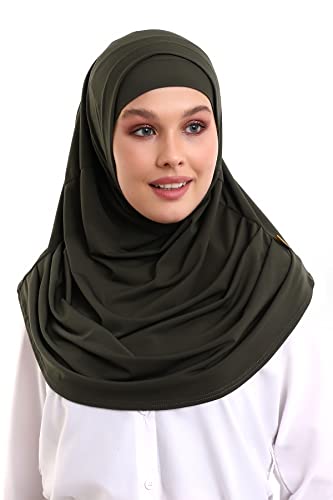 ihvan online, Hijab Scarves for Women, Ready to Wear, Lightweight and Comfortable Headscarf, Instant Turban, Jersey, Presewn - color: Khaki
