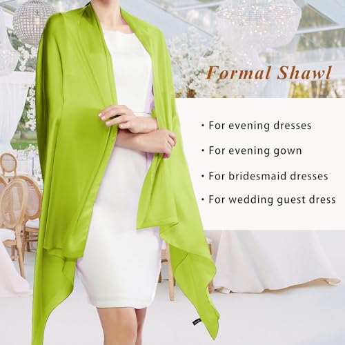 RIIQIICHY Women Shawls and Wraps for Evening Dresses Like Chiffon Silk Scarf Formal Silky Pashmina Shawls for Weddings - color: Green Scarf