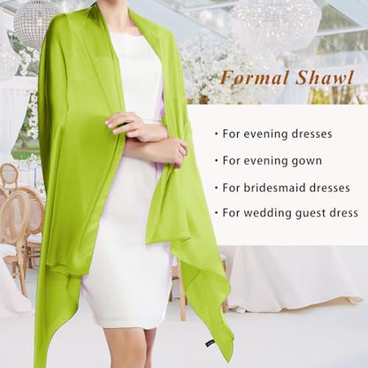 RIIQIICHY Women Shawls and Wraps for Evening Dresses Like Chiffon Silk Scarf Formal Silky Pashmina Shawls for Weddings - color: Green Scarf