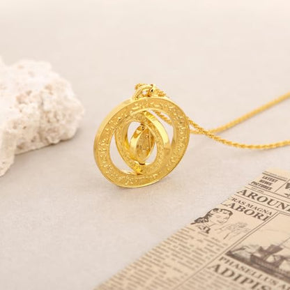 Islamic Ayatul Kursi Necklace for Women Men Allah Teardrop Necklace Stainless Steel Allah Name of God Arabic Quran Calligraphy Script Rotatable Pendant Necklaces Muslim Jewelry Ramadan Gift - color: gold 1