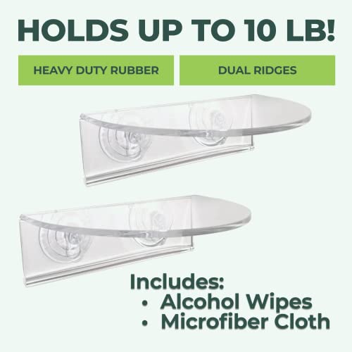 Window Garden Veg Ledge Suction Cup Window Shelf – Create an Indoor Garden, Hold Your Planter Pots, Seed Starter, Figurines on Your Window. Grow Herbs, Microgreens, Succulents, Sleek (2 Pack) - size: 2 Medium (Original)