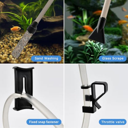 27inch Aquarium Siphon Vacuum Cleaner for Fish Tank Cleaning Gravel & Sand | 80GPH Powerful Fish Tank Vacuum Gravels Cleaning Kit, for Water Changer, Sand Cleaner, Dirt Removal