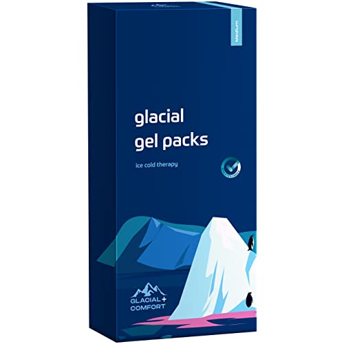Glacial Comfort Gel Ice Pack for Injuries Reusable - (12" x 8") Cold Pads for Back Pain, Hip, Knee, Shoulder, Muscle Strains, Migraine & Postpartum Recovery with Flex Technology - Compression Pad. - size: Medium (12" x 8")