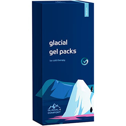 Glacial Comfort Gel Ice Pack for Injuries Reusable - (12" x 8") Cold Pads for Back Pain, Hip, Knee, Shoulder, Muscle Strains, Migraine & Postpartum Recovery with Flex Technology - Compression Pad. - size: Medium (12" x 8")
